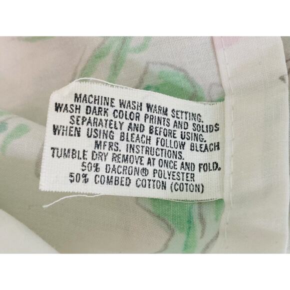 VTG Lady Pepperell KING FLAT Sheet Wild Flower Butterflies Floral Ruffle Cottage - Picture 11 of 14